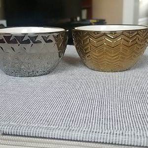 2 pc anthropologie gold silver bowls